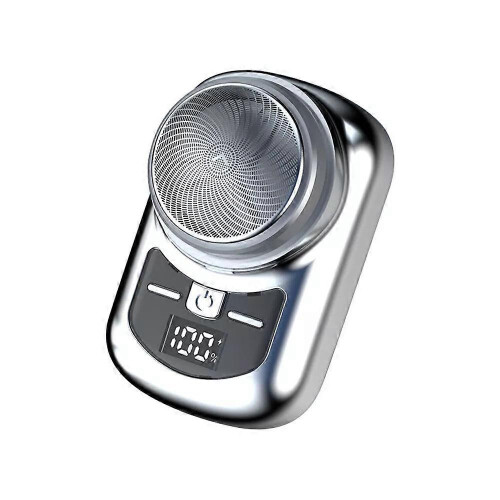 (Silver) Mini Electric Shaver Beard Trimmer Razor Portable Mini Shaver USB Charge Acces