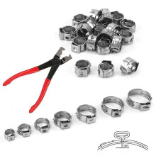 130pcs Single Ear Stepless Hose Set 7-21mm 304 Stainless Steel Hose with Hose Clip Clamp Pliers