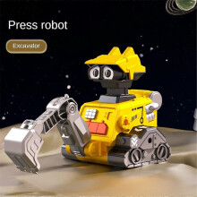 (Excavator) Children Toy Engineering Vehicle Excavator Dump Truck Bulldozer Truck Model Pressing Robot Transport Vehicles Gifts for Children
