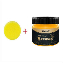 (B)Cleaning Products Wood Beeswax Complete Solution Furniture Care Beeswax Household Cleaninga Sponge