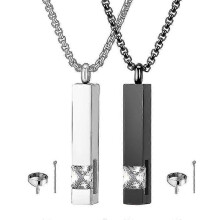 2 Piece Necklace Bar Pendant for Men Men Ladies Fashion Stainless Steel Bar Pendant Necklace Black & Silver Bar Pendant - Pjun