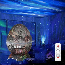 (Saturn Grey) 7 styles Crack Transmission Atmosphere Nightlight Dinosaur Egg Star Lamp Full Projector Water Ripple Laser Projection Holiday gifts