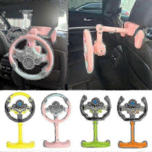 (Pink) Electric Simulation Steering Wheel Toy With Sound And Light Educational Car Toy Child Car Simulation Toy