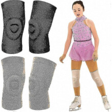 (L) Figure Skating Gel Knee Pads with 2 Pair Support Breathable for Dance Gymnastics Volleyball and Ice Skating
