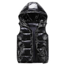 (2XL, Black) Sliktaa Unisex Shiny Waterproof Sleeveless Jacket Lightweight Puffer Vest