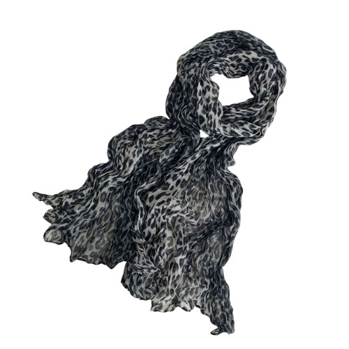 Stylish Leopard Print Tie Dying Long Scarf Polyester-gray blue