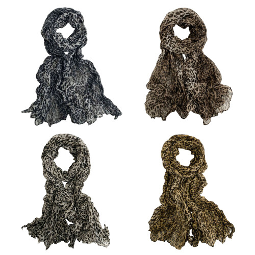 Animal Pattern Scarf Comfortable Shawl Head Wrap-Coffee color 1