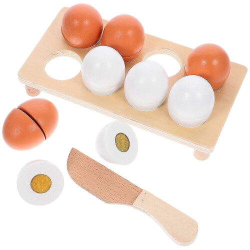 Wooden Tableware Set for Kids Safe and Reusable Includes Hen Egg Duck Egg Simulation Toys 1 Set
