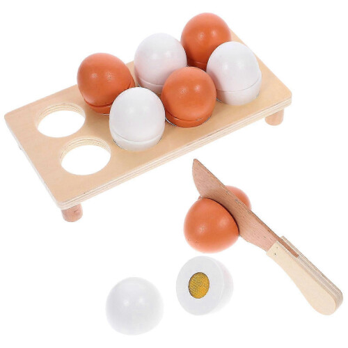 Wooden Tableware Set for Kids Safe and Reusable Includes Hen Egg Duck Egg Simulation Toys 1 Set 2