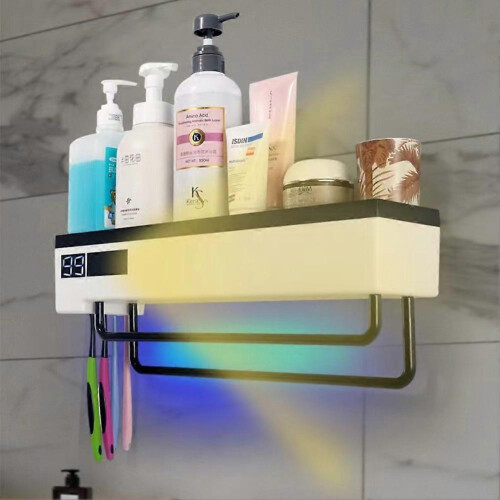 (Button model, 2 in 1) UV Light Sterilizer Toothbrush Holder Cleaner & Automatic Toothpaste Dispenser& towel Sterilizer 2
