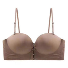 (M, Coffee) Wireless Front Buckle Detachable Shoulder Strap Bra: Thickened For Smaller