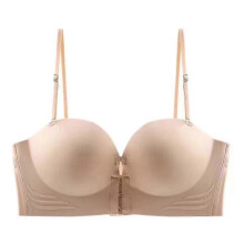 (XL, Skin Tone Colour) Wireless Front Buckle Detachable Shoulder Strap Bra: Thickened For Smaller