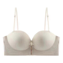(M, White) Wireless Front Buckle Detachable Shoulder Strap Bra: Thickened For Smaller