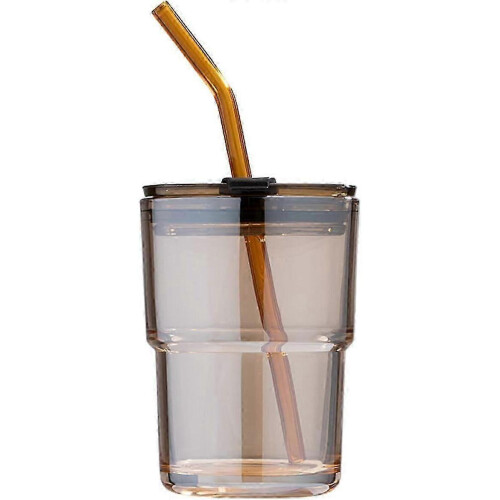 Iced coffee cup with straw and lid, sealable and carry-on