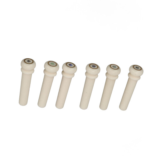 6Pcs Bone Bridge Pins Slotted Size1T Dot Inlay