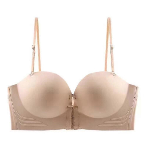 (L,Skin Tone Colour)Wireless Front Buckle Detachable Shoulder Strap Bra: Thickened For Smaller