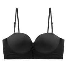 (L, Black) Wireless Front Buckle Detachable Shoulder Strap Bra: Thickened For Smaller