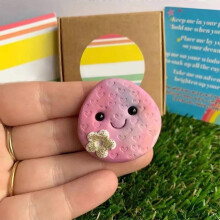 (d) Worry Stone Thumb Buddy, Polymer Clay Pocket Hug, Tactile Sensory Fidget Buddies