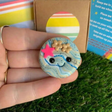 (c) Worry Stone Thumb Buddy, Polymer Clay Pocket Hug, Tactile Sensory Fidget Buddies