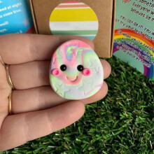 (b) Worry Stone Thumb Buddy, Polymer Clay Pocket Hug, Tactile Sensory Fidget Buddies
