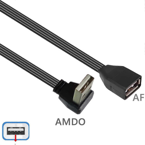 (0.3m, Bend down) Versatile USB 2.0 Extension Cable with 90-Degree Head for UK Office and Home Electronics 2