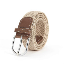 (Khaki) Elastic Fabric Braided Belt,Enduring Stretch Woven Belt for Unisex Men/Women/Jun