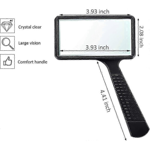 5X Handheld Magnifying Glass - Rectangular Design with Scratch-Resistant Lens for UK Use 1