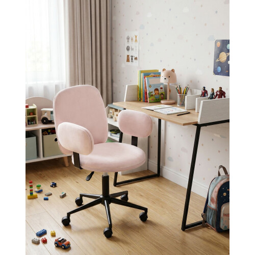 Beliani Desk Chair MORAGA Velvet Pastel Pink 1