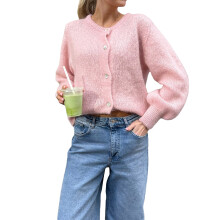 (M, Pink) Pulls boutonnés pour femmes, cardigans en maille légers et unis, vêtements chauds d'automne pour la mode urbaine