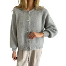 (XL, Light Grey) Pulls boutonnés pour femmes, cardigans en maille légers et unis, vêtements chauds d'automne pour la mode urbaine