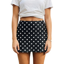 (L, Black) Jupes courtes tendance pour femmes, mini-jupes à pois d'été décontractées pour les fêtes et streetwear