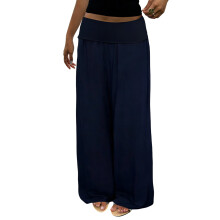 (S, Dark Blue) Pantalon taille basse pour femme, couleur unie, jambes larges, coupe ample, confortable et décontracté au quotidien.