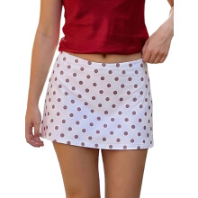 (L, Ivory) Jupes courtes tendance pour femmes, mini-jupes à pois d'été décontractées pour les fêtes et streetwear