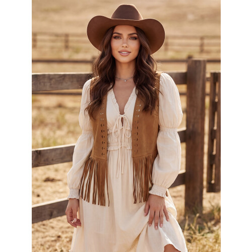 (M, Brown) Gilet sans manches séances photo. 1