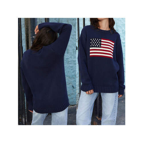 (M, Navy Blue) Γυναικείο πουλόβερ με 4ης Ιουλίου 2