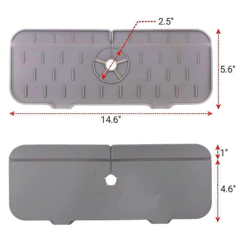 (gray)2pcs Silicone Faucet Mat Kitchen Protector Faucet Absorbent Mat Sink Splash Guard