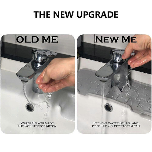 (gray)2pcs Silicone Faucet Mat Kitchen Protector Faucet Absorbent Mat Sink Splash Guard 1