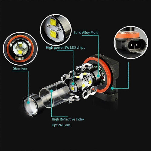 (H8) 2pcs Front Fog Lights Lamps LED DRL H8/H11 2