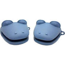 Set of 2 Crocodile Design Silicone Oven Mitts - Heat Resistant and Non-Slip Grip for Safe Cooking, Dark Blue Colour