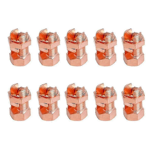 10-Pack Copper Split Bolt Connectors for Secure Electrical Wire Grounding - Reliable DIY Electrical Fittings