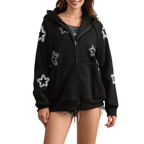(XL, Black) Γυναικείο Φούτερ με Casual Jacket