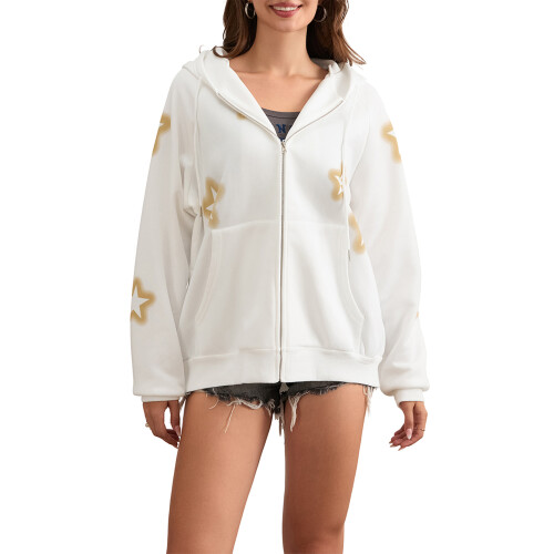 (S, Cream Color) Γυναικείο Φούτερ με Casual Jacket