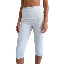 (L, Light Gray) Pantalon Capri femme uni à taille repliable, pantalon court décontracté d'été, legging court extensible