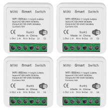 4-Pack WiFi Smart Switches with App, Remote, Voice Control and Timer for UK Smart Homes