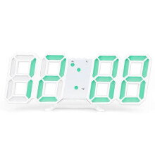 (green) Digital 3D LED Big Wall Desk Alarm Clock Snooze 12/24 Hours Auto Brightness USB