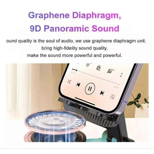 (gray) Bluetooth Audio Power Phone Holder, Phone Stand with Bluetooth Speaker Foldable 2