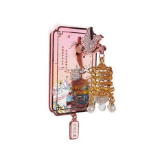(Pink) Yellow Crane Tower Luminous Lantern Refrigerator Magnet, 3D Resin Landmark