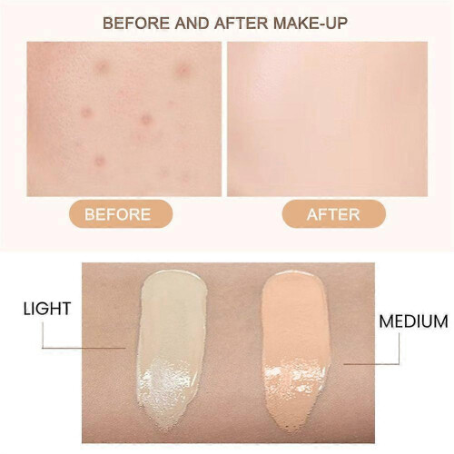 (2x Medium)1/2/3pcs Liquid Foundation Cream for Face 30ml High Coverage Makeup Base Sunscreen SPF50+ Waterproof Concealer Makeup Foundation