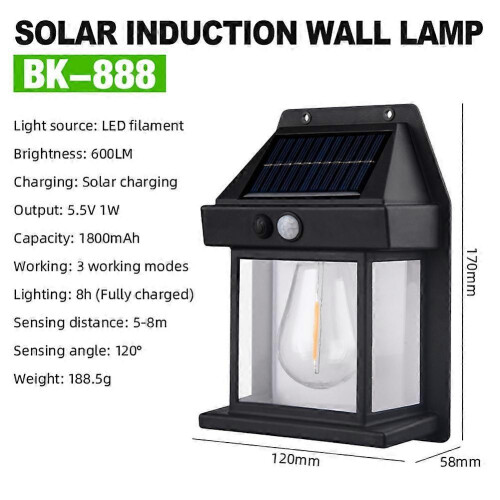 (black) LED Solar Bulb Light Outdoor Solar Lamp With Motion Sensor Solar Lights 1