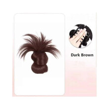 (Dark Brown) Clip-On Feathered Bun Wig, Hgyugrf Messy Bun Hair Piece, Messy Bun Clip in Hair